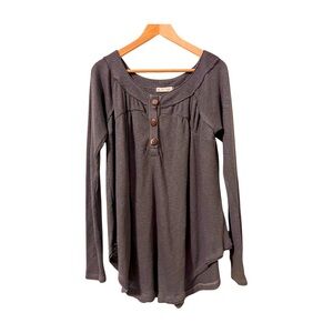 Free People Waffle Henley Top